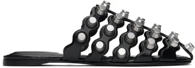 ALEXANDER WANG BLACK REXA CAGE SLIDE SANDALS