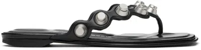 ALEXANDER WANG BLACK REXA THONG FLAT SANDALS