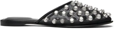 ALEXANDER WANG BLACK RHODES FLAT SLIPPERS