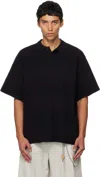 Alexander Wang Black Rib Short Sleeve Polo In Black
