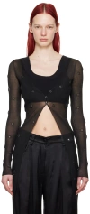 Alexander Wang Ribbed Cardigan With Engineered Trapped Gems In 001 Black