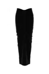 Alexander Wang Ruched Knitted Maxi Skirt In Black