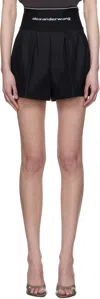 Alexander Wang High Waisted Shorts With Exposed Zipper And Logo Elastic In Black 001