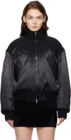 Alexander Wang Black Sateen Bomber Jacket In Black
