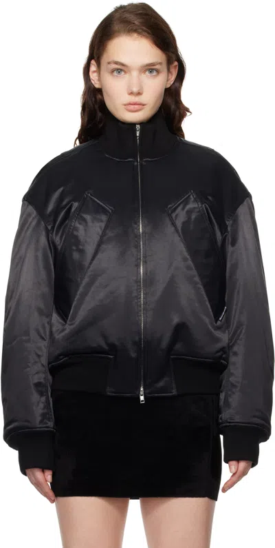 Alexander Wang Black Sateen Bomber Jacket