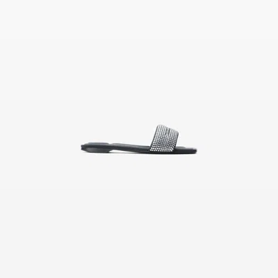 Alexander Wang Black Satin & Crystal Hotfix Vy Sandals