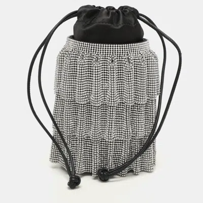 Pre-owned Alexander Wang Black Satin Crystal Embellished Bucket Bag