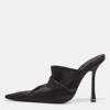 Alexander Wang Black Satin Pointed Toe Mules In Black