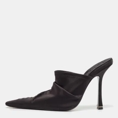 Alexander Wang Black Satin Pointed Toe Mules