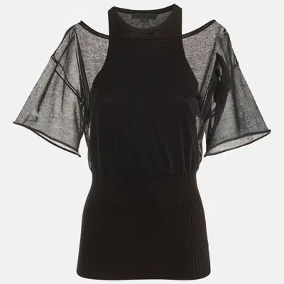 Pre-owned Alexander Wang Black Sheer Overlay Knit Top M