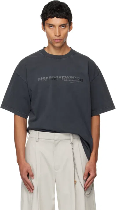Alexander Wang Black Short Sleeve T-shirt In Gray