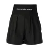 Alexander Wang Safari Short With Exposed Zipper And Logo Elastic In Black