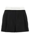 Alexander Wang High-waist Pleated Shorts With Logo Elastic In Black