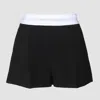 Alexander Wang High Waisted Pleated Short With Logo Elastic Clothing In Black