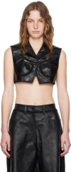 Alexander Wang Black Sleeveless Cropped Vest In 001 Black