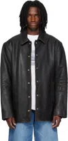 Alexander Wang Snap Front Leather Jacket In Black