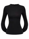 Alexander Wang Drape Back Long Sleeve Top In Matte Jersey In Black