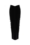 Alexander Wang Ruched Knitted Maxi Skirt In Black