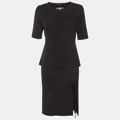 Pre-owned Alexander Wang Black Stretch Knit Lace-up Set M/l