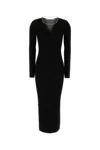 Alexander Wang Stretch Viscose Blend Dress With Gold-tone Detail In Black
