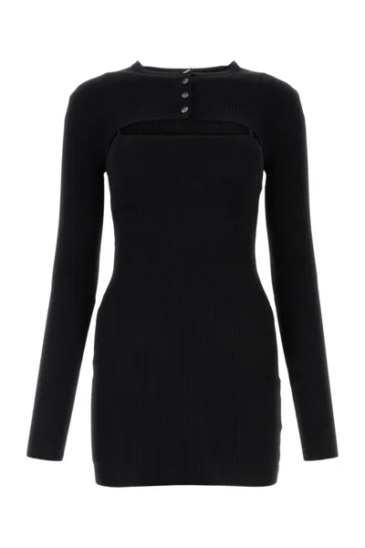 Alexander Wang Women Black Stretch Viscose Blend Mini Dress