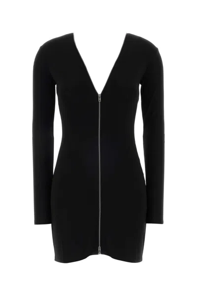 Alexander Wang Black Continuous Zipper V-neck Mini Dress