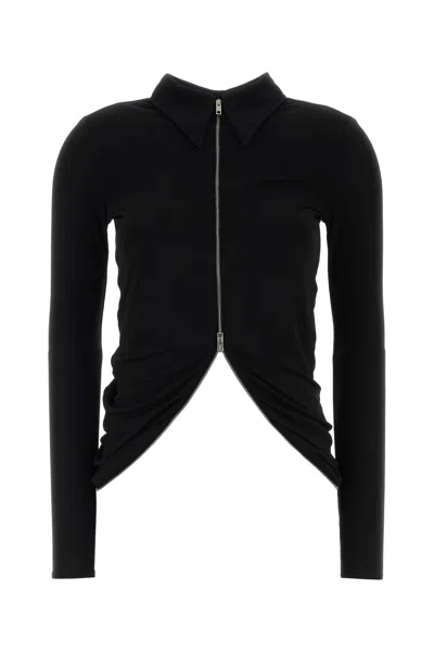 Alexander Wang Draped Back Zip Shirt In Crepe Jersey In Black