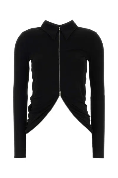 Alexander Wang Draped Back Zip Shirt In Crepe Jersey In Black