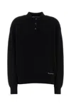 Alexander Wang Black Stretch Wool Blend Polo Shirt In Black