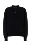 Alexander Wang Black Stretch Wool Blend Polo Shirt In Black