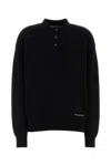 Alexander Wang Black Stretch Wool Blend Polo Shirt In Blue