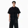 Alexander Wang Black Striped Cotton Pique Polo