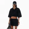 Alexander Wang Black Striped Pique Polo