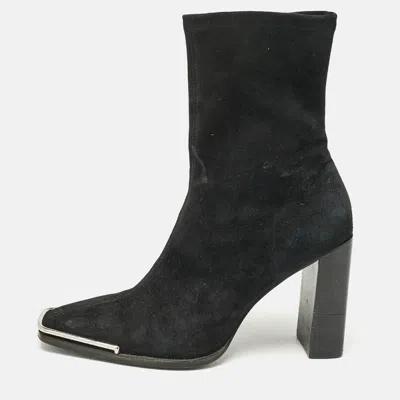 Pre-owned Alexander Wang Black Suede Gabi Ankle Length Boots Size 38