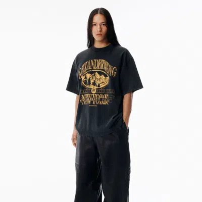 Alexander Wang Black Sunfade-effect Wash Jersey Tee In Black