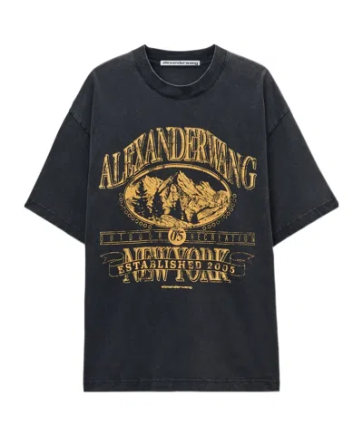 Alexander Wang Black Sunfade-effect Wash Jersey Tee