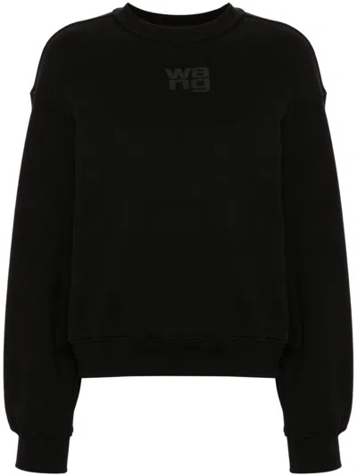Alexander Wang Relaxed Fit Crew Sweatshirt With Puff Paint Logo In Black