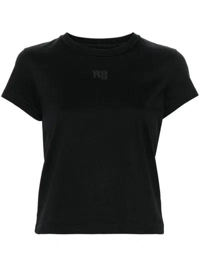 Alexander Wang Essential Jersey Shrunk Tee With Puff Logo And Bound Neck Clothing In Nero