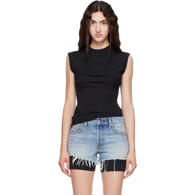Alexander Wang Black Twisted Bust Layered Tank Top