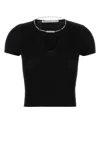Alexander Wang Ribbed Texture V Neck Chain Detail Top
