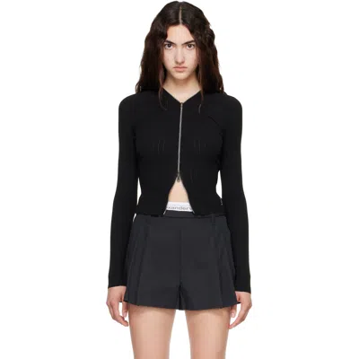 Alexander Wang Black V-neck Pointelle Cardigan