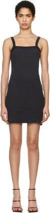 Alexander Wang Black Waffle-knit Cotton Stretch Minidress In Washed Black