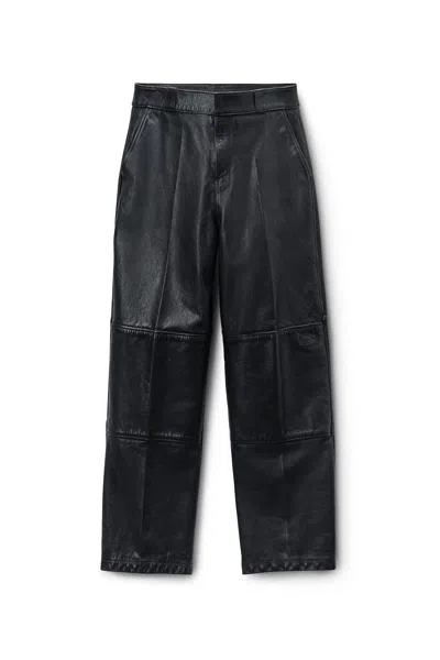 Alexander Wang Black Worn Moto Leather Workwear Pant