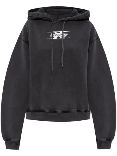 Alexander Wang Cotton Hoodie W/ Logo In Dark Grey