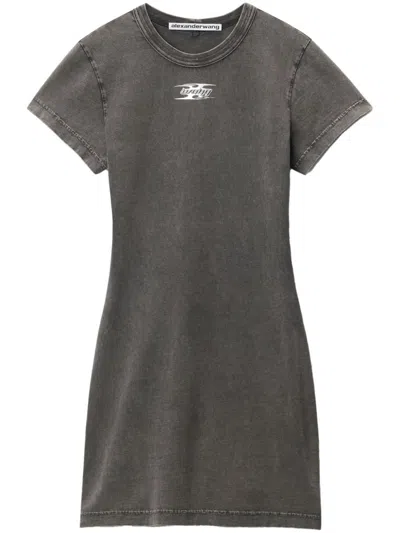 ALEXANDER WANG BLADE LOGO-EMBOSSED COTTON MINI DRESS