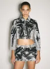 Alexander Wang Women Blade Logo-embroidery Denim Trucker Jacket In Grey