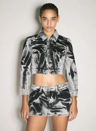 Alexander Wang Blade Logo-embroidery Denim Trucker Jacket In Black