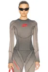 Alexander Wang Blade Logo Long-sleeve Top In Washed Cedar