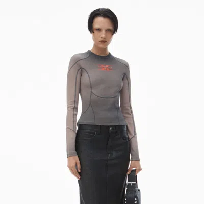 Alexander Wang Blade Logo Long-sleeve Top In Washed Cedar