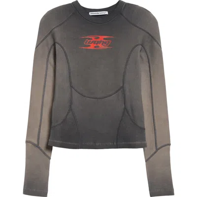 Alexander Wang Blade Logo Ombré Rib Top In Washed Cedar